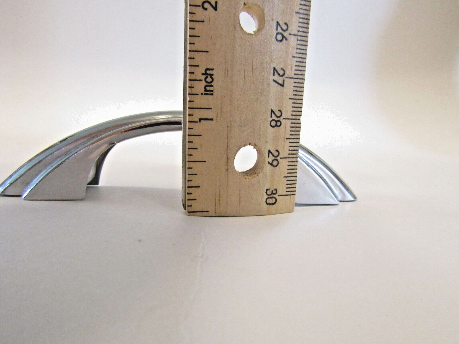 Vintage Chrome Drawer Pulls w Red Line & Stair Stepped Edges Cabinet Door Handle