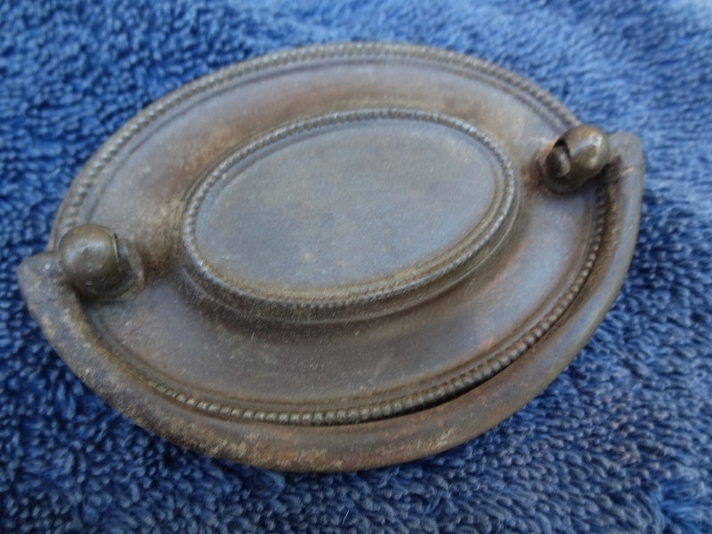 4 Pcs Antique Brass Drawer Pull Oval Drop Swing Handle 3″ x 2 1/4″ w/ Patina