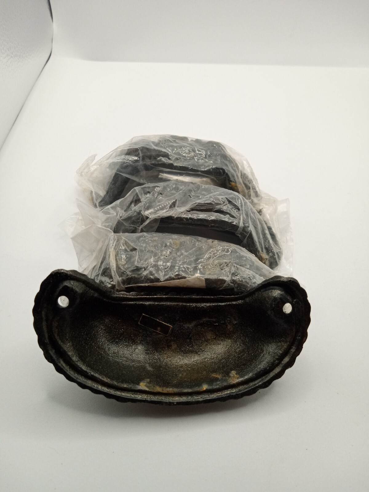 ANTIQUE CAST IRON BLACK VICTORIAN CUP PULLS BIN CUPBOARD CABINET REPRO 4 Pk