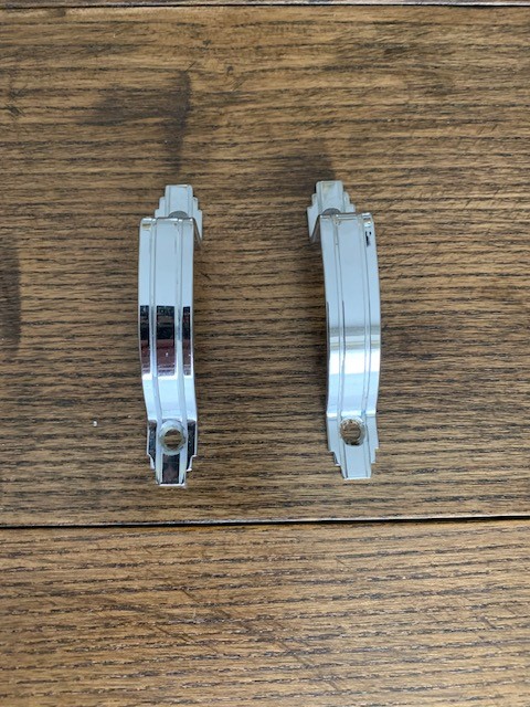 Set of 2 Chrome Art Deco “waterfall” cabinet door vintage pulls