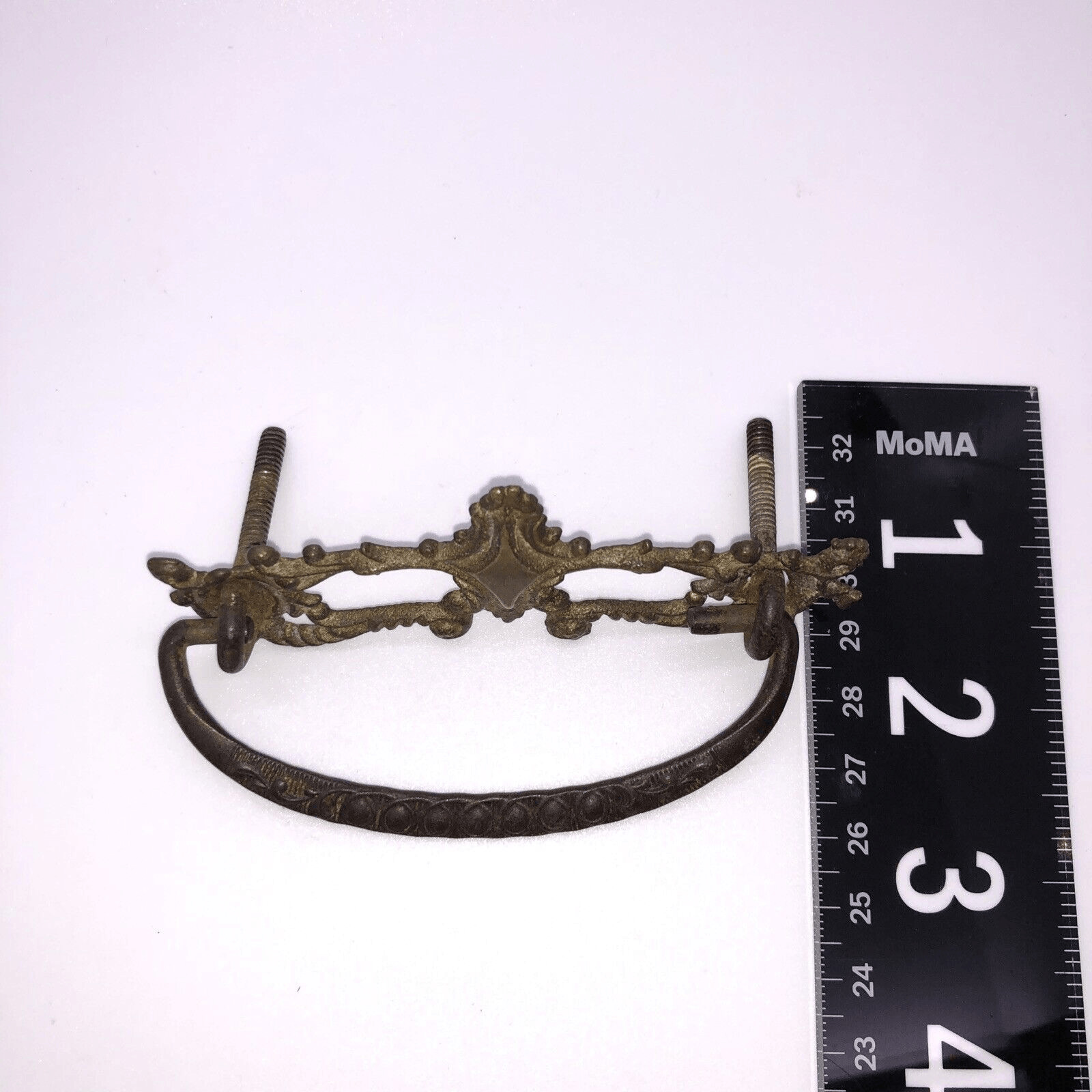 Vintage Ornate Brass Drawer Pull Bail Drop Hardware Furniture Restoration