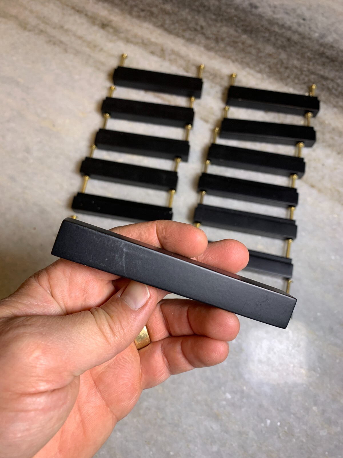 14 Heavy Duty Solid Brass Black Square Rectangle Rectangular Bar Knobs Pulls