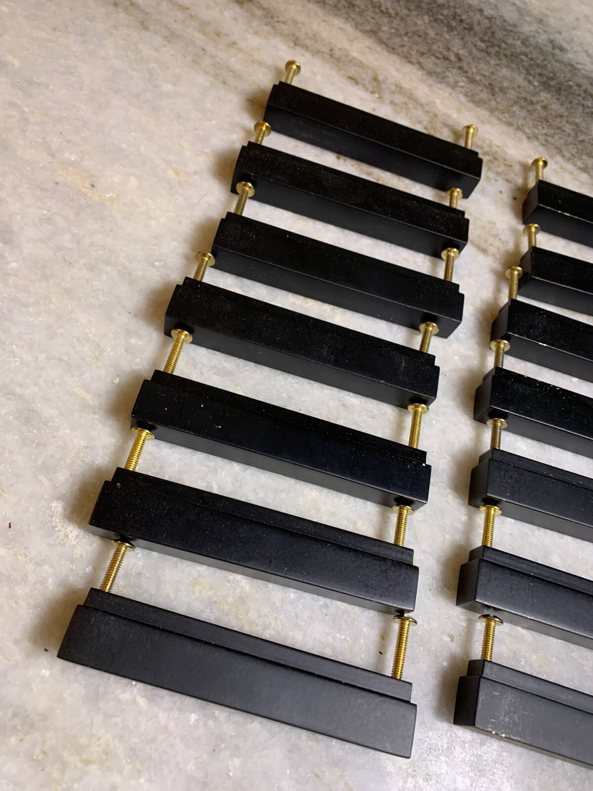 14 Heavy Duty Solid Brass Black Square Rectangle Rectangular Bar Knobs Pulls
