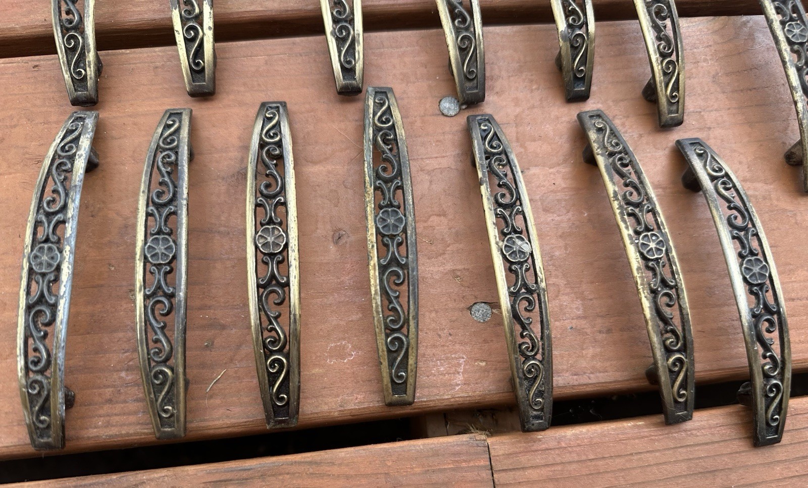 Vintage Ajax Filigree Ornate Handle Pulls For Drawers Cabinets Matching Hinges