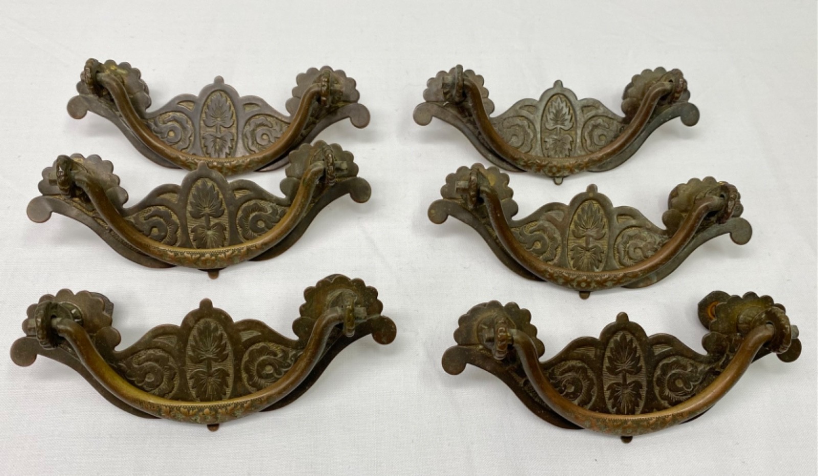 6 Antique Drop Bail Pull Drawer Cabinet Handle Ornate Eastlake Hardware