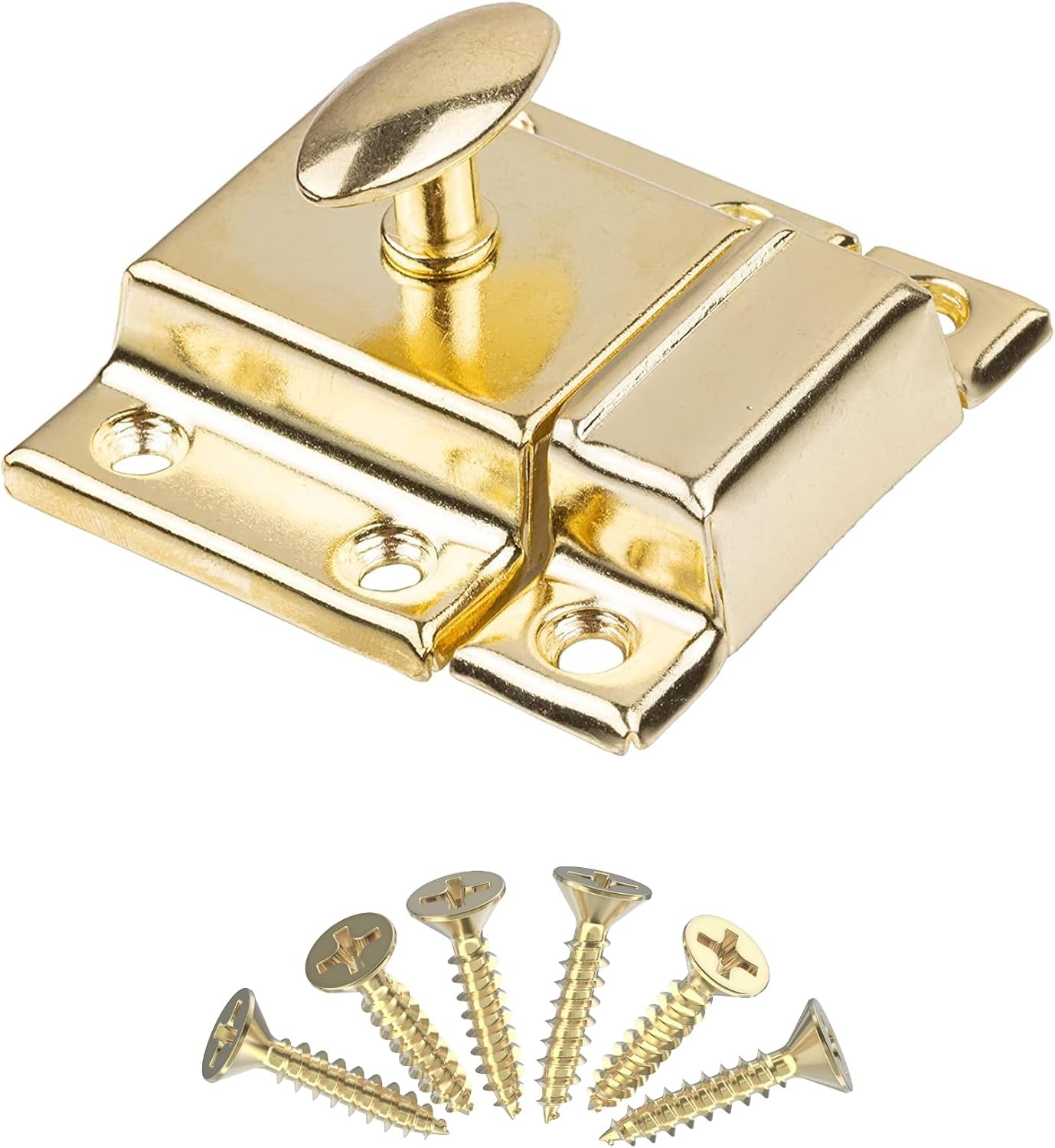 Large Stamped Brass Stamped Cabinet Door Latch – 2 1/8″ × 2 1/8″ – Spring Loade