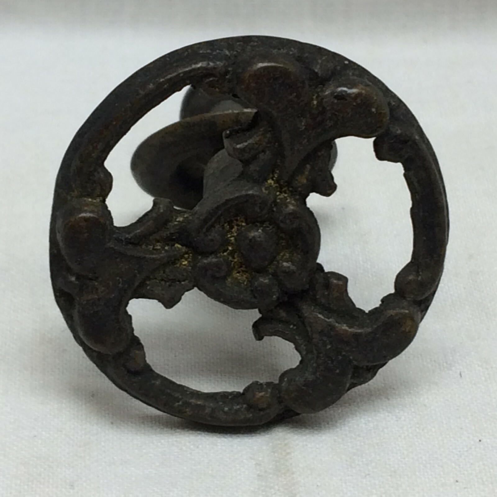 Vintage Drawer Knob Hardware Ornate Flower Design Metal