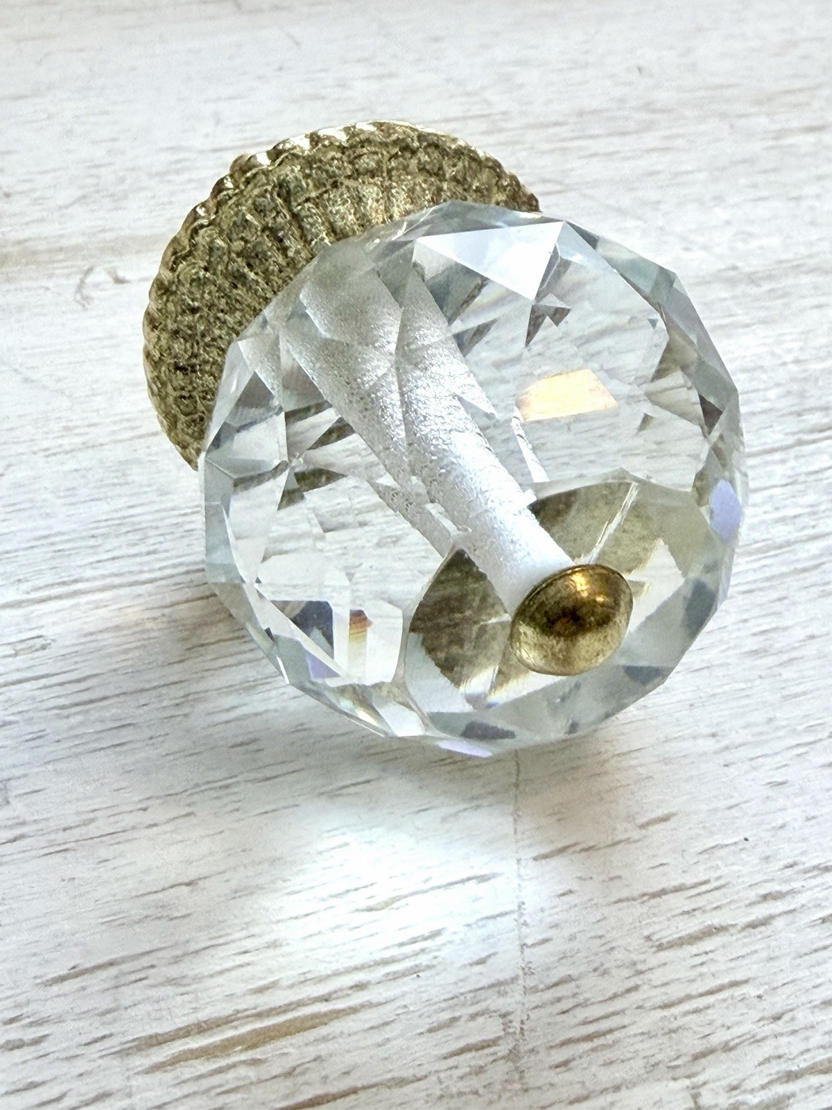 Clear Crystal Glass & Brass Drawer Pulls Vintage Style Cabinet Wardrobe Knobs