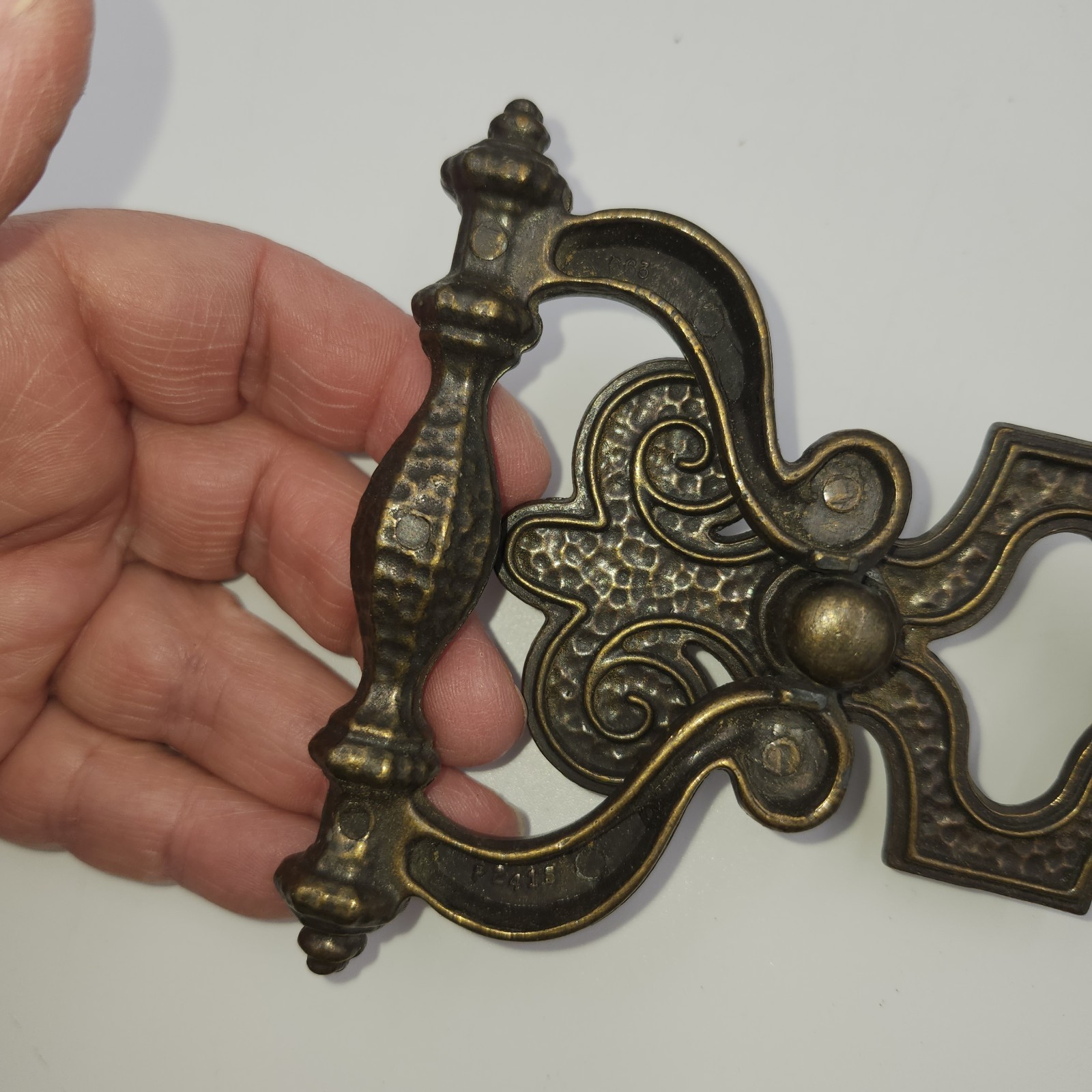 4 Brass Celtic Moorish Drawer Bail Cabinet Door Ring Pull Handle & Backplate