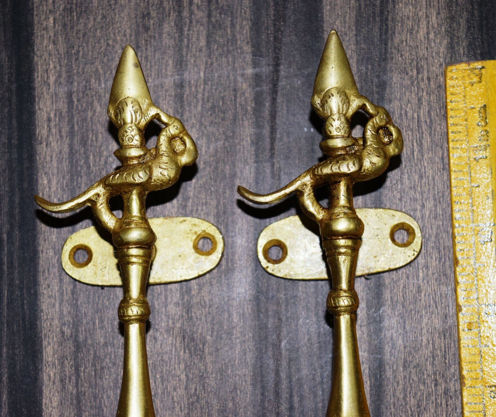 Brass Cockatoo Door Handle Pair Peafowl Bird Dresser Pull Oval Shape Base GTX