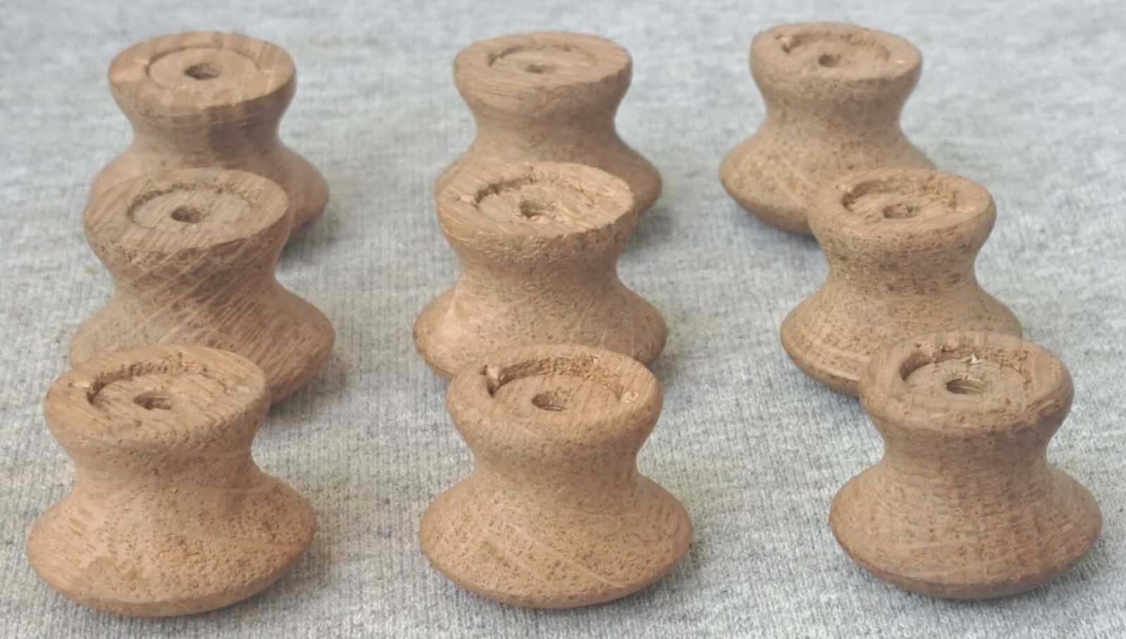 Vintage Mushroom Style Round Wooden Drawer Door Knobs Pulls 1” ~ Lot of 9