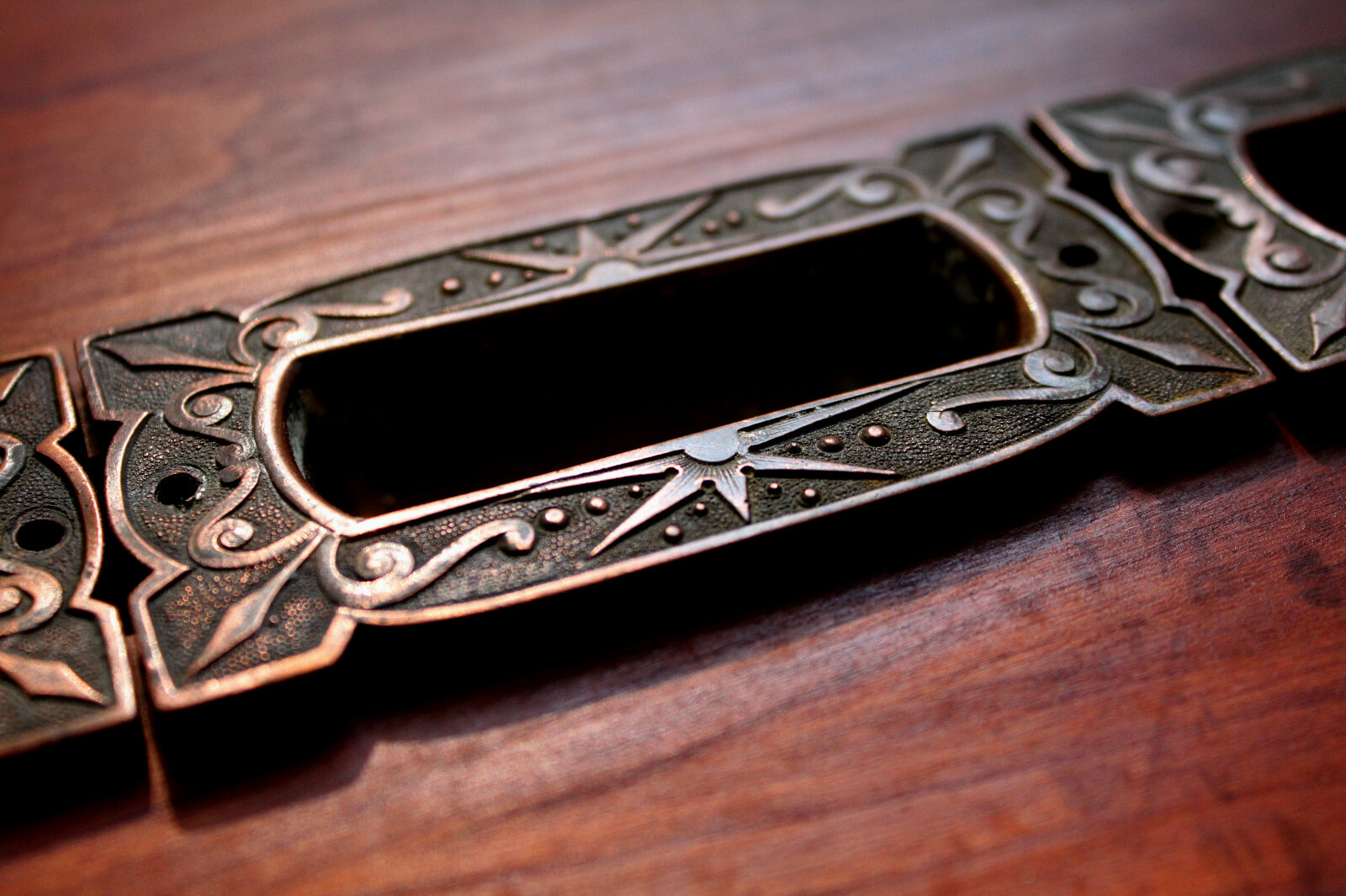 4 pcs Antique Late 1800’s Copper/Bronze Drawer/Door/Sash Finger Pull Recessed