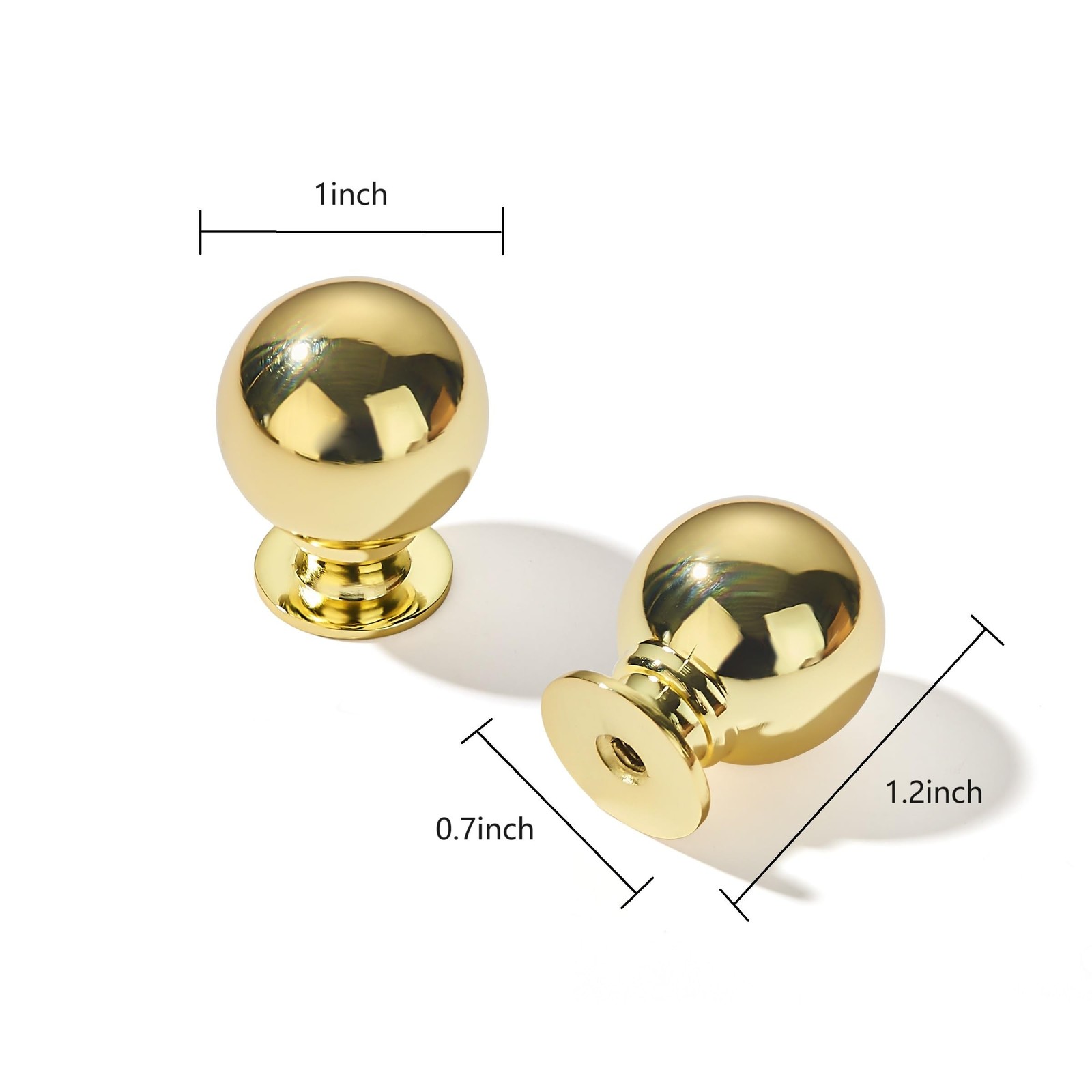 10 Pack 1 Inch Vintage Ball Polished Brass Cabinet Knobs Kitchen Cabinet Hard…