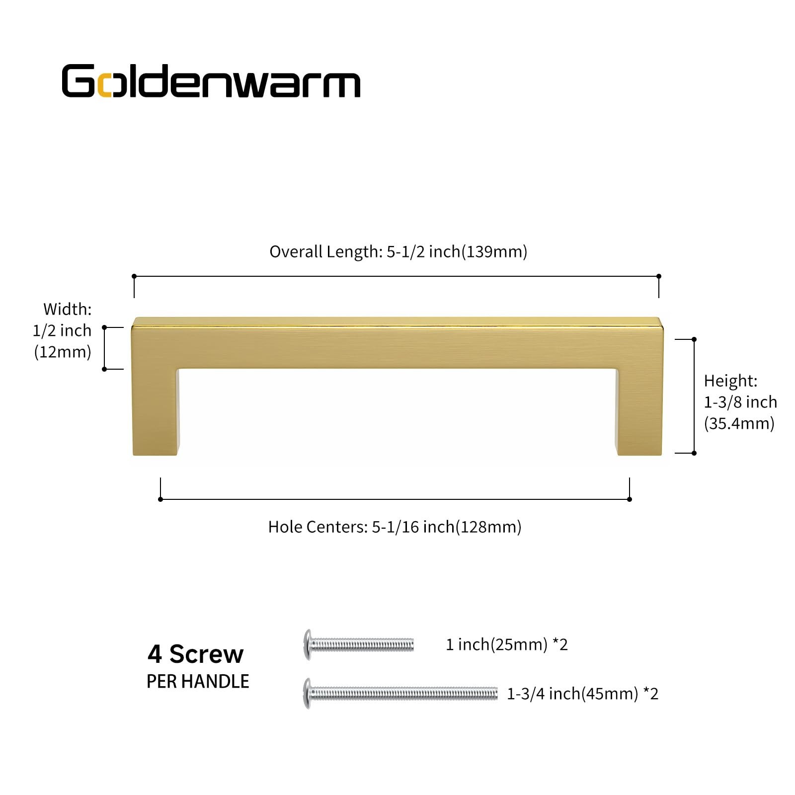 Goldenwarm 10Pack 5In Brushed Gold Cabinet Pulls Gold Cabinet Handles Gold