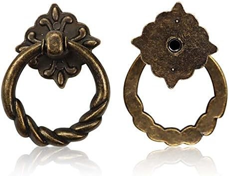 Chris.W 6pcs Vintage Bronze Drop Ring Knobs Pulls Handles for Dresser Drawer Ant