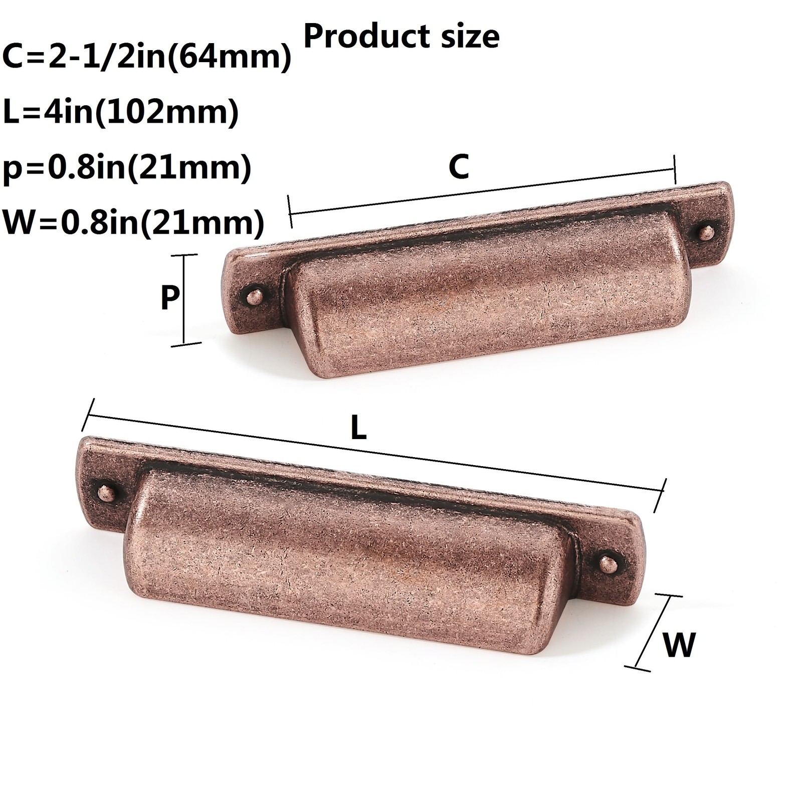 khtumeware 10 Pack 2-1/2″(64mm) Cup Pulls 2-1/2″ Hole Center, Antique Copper