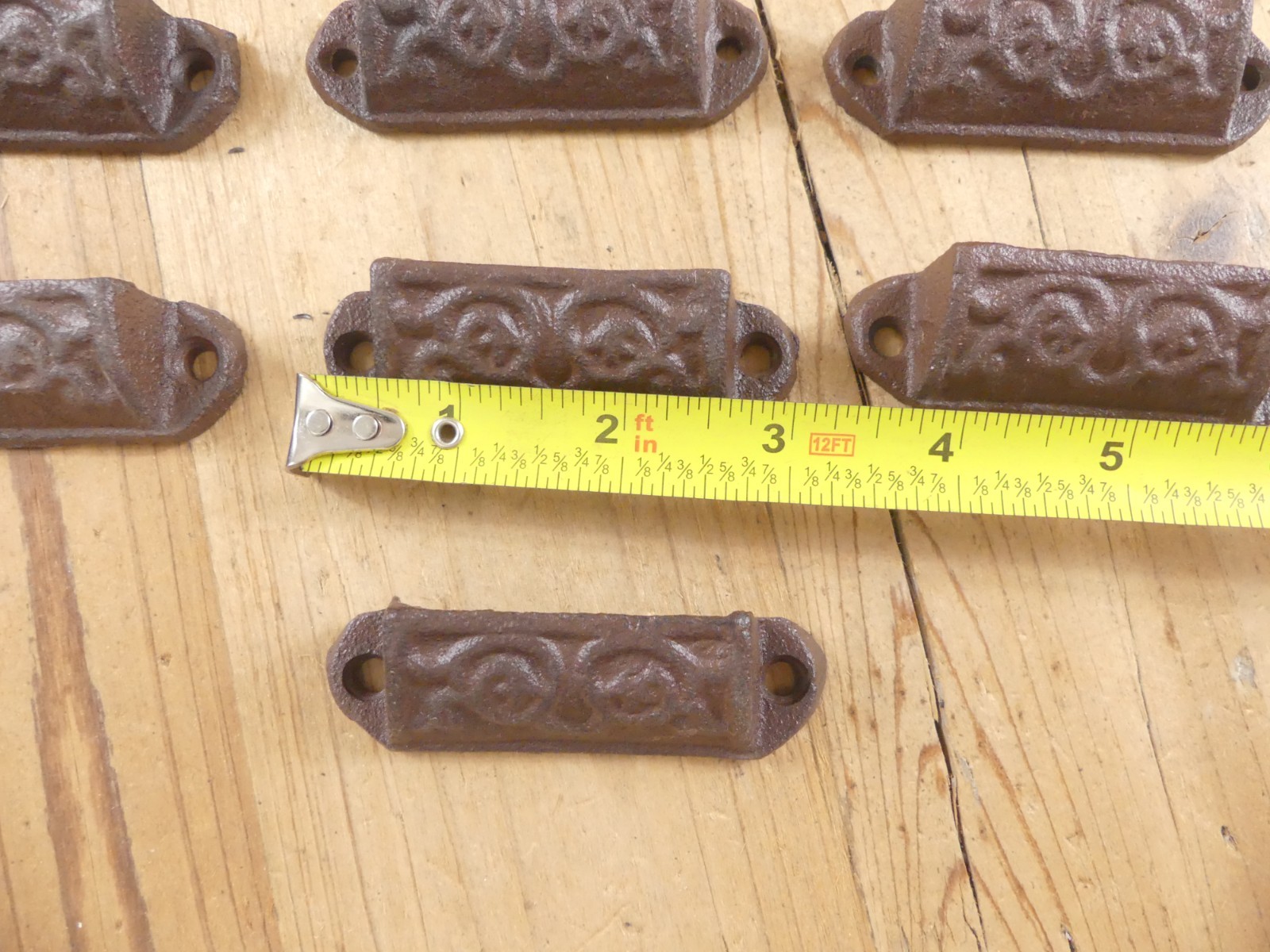 10 Cast Iron Brown Ornate Pulls Drawer Cabinet Handles Rustic Vintage Look Knobs