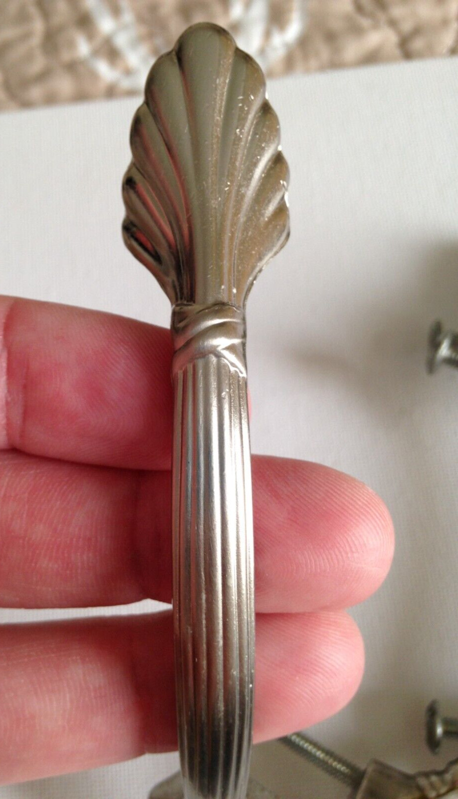 Vintag Art Deco Silver Tone Drawer Pulls Dresser Handle Set of 4 Pat No D355 839