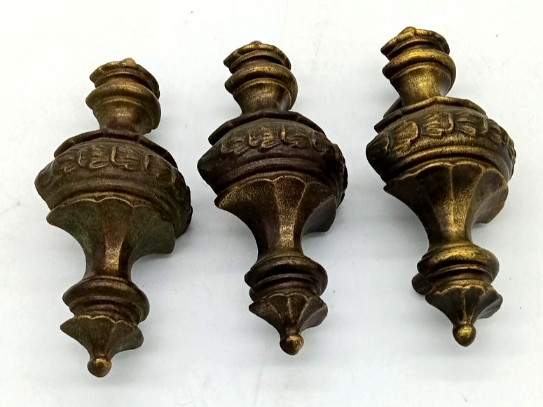 Vintage Keeler Brass Co. Set of 3 MCM Hollywood Regency Large Brass Drawer Pulls
