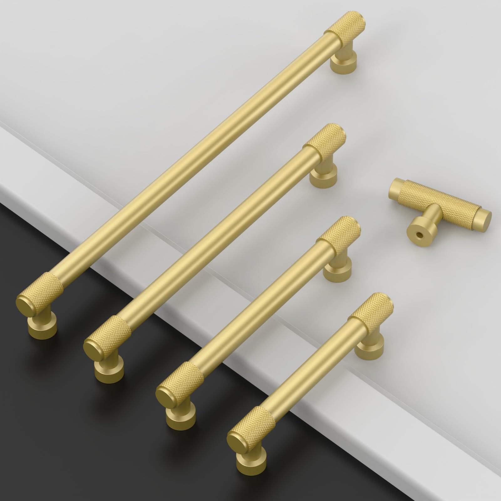 Asidrama 10 Pack 5 Inch128Mm Brushed Gold Cabinet Pulls Knurled Cabinet Handles
