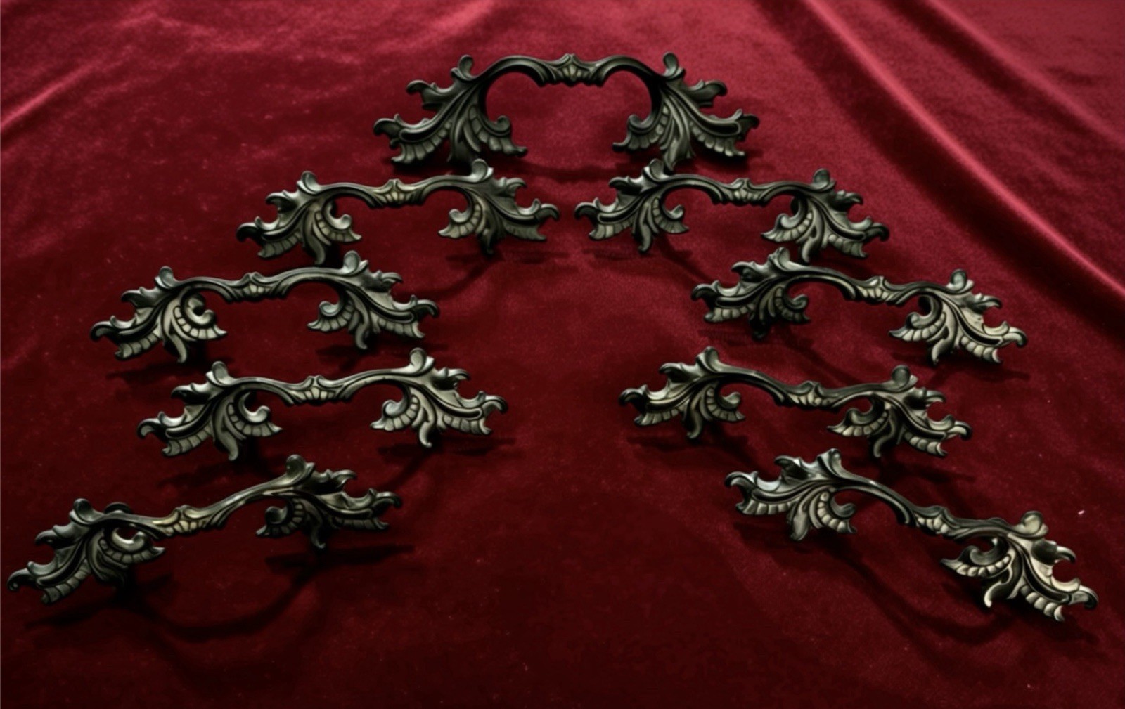 Vintage Brass Drawer Pulls Lot of 9 *Keeler Brass Co 1960s | French Provincial