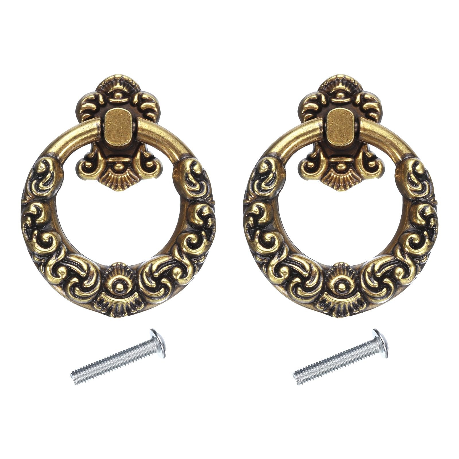 uxcell 2 Sets Vintage Ring Drawer Pulls Retro Dresser Knobs Bronze