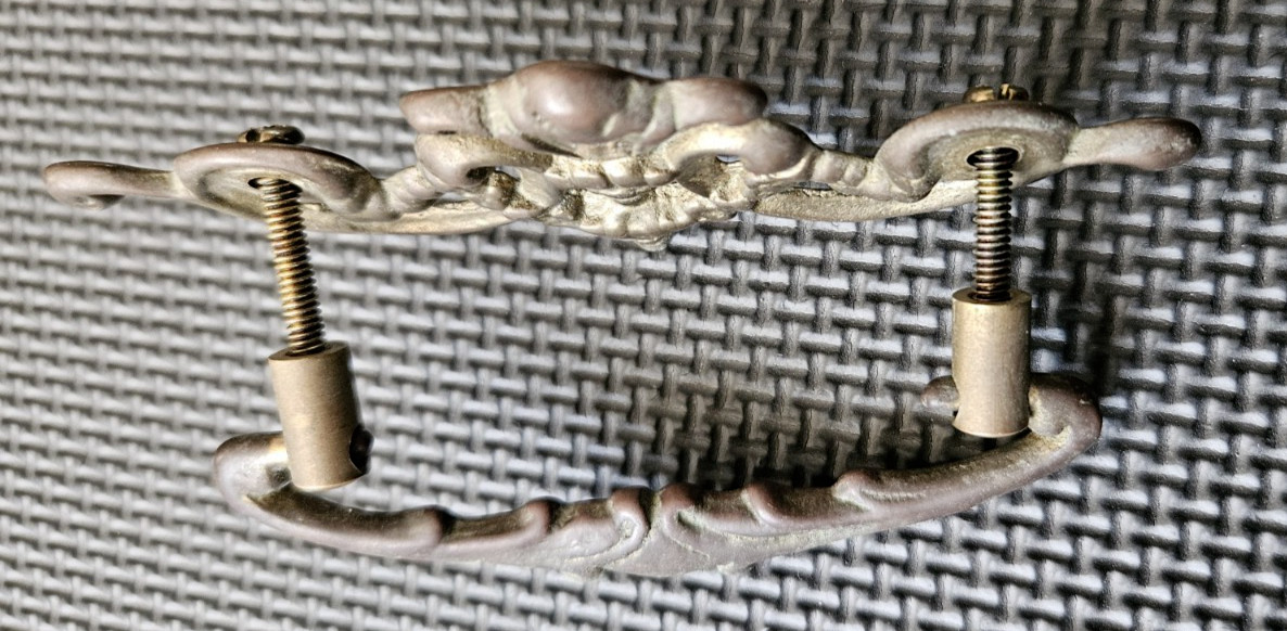 RARE Large Antique Ornate Brass France Chippendale Batwing Drawer Pull FREESHIP