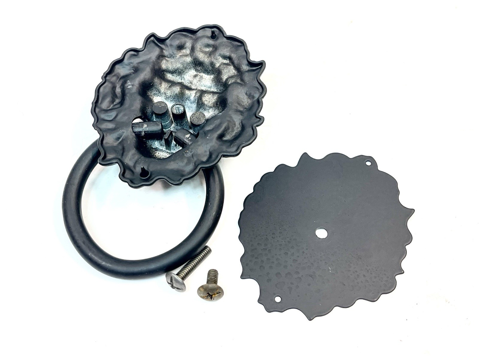 NOS Large 4.5″ Black Finish Lion Head Drop Ring Drawer Pull KBC Brass Co