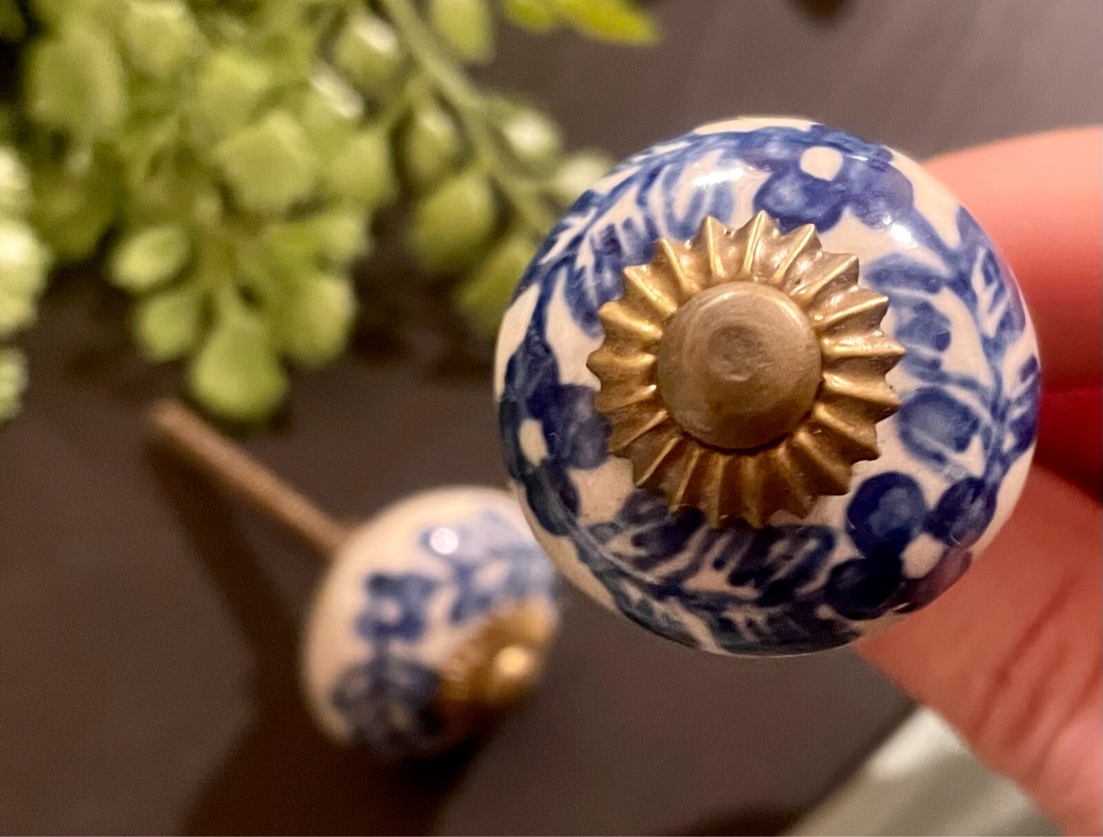 Vintage Antique Drawer Pulls Handles Cobalt Flower Floral Cabinets door Knob