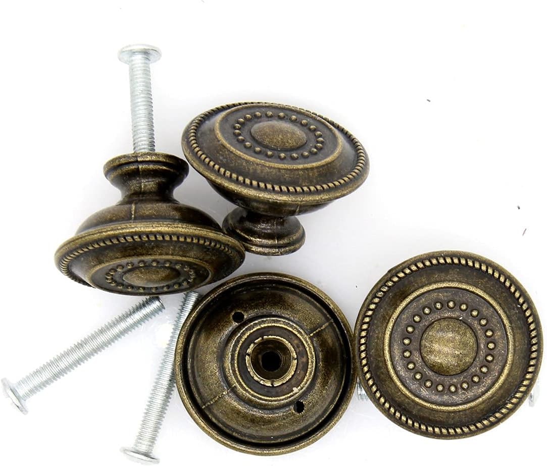 LXZ 6 Pcs Vintage Antique Brass Knobs Handles – Cabinet Drawer Knob Pulls with E