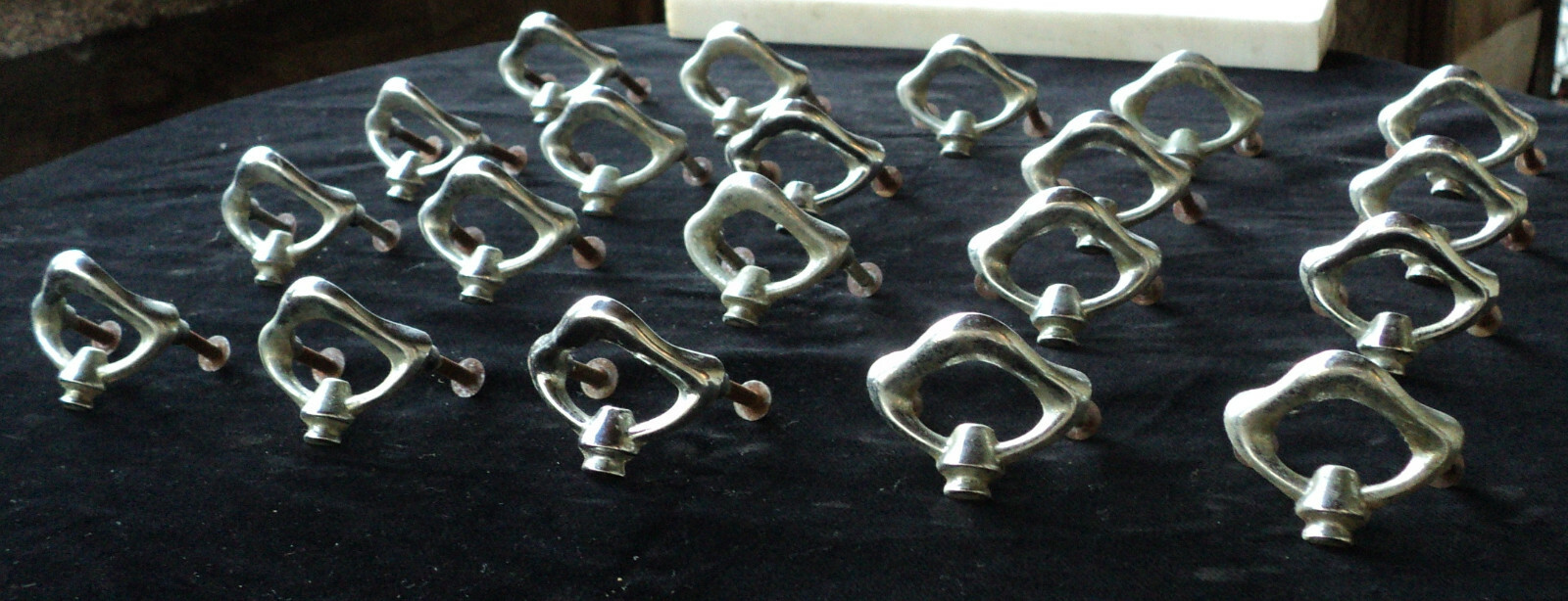Lot Of 20 Antique Vintage Chrome Mid Century Modern Drawer Pulls