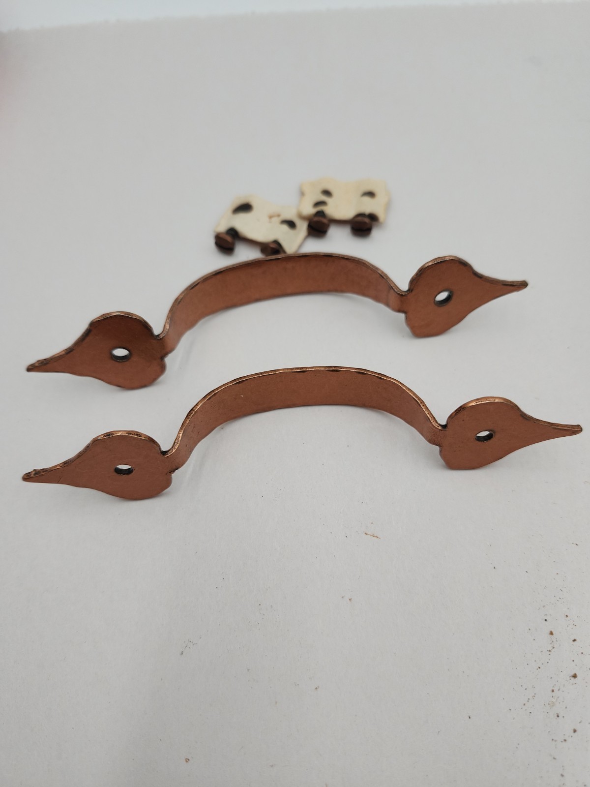 NEW NOS 21 Vintage 3.5 in. center hammered Copper Ajax drawer pulls drawer