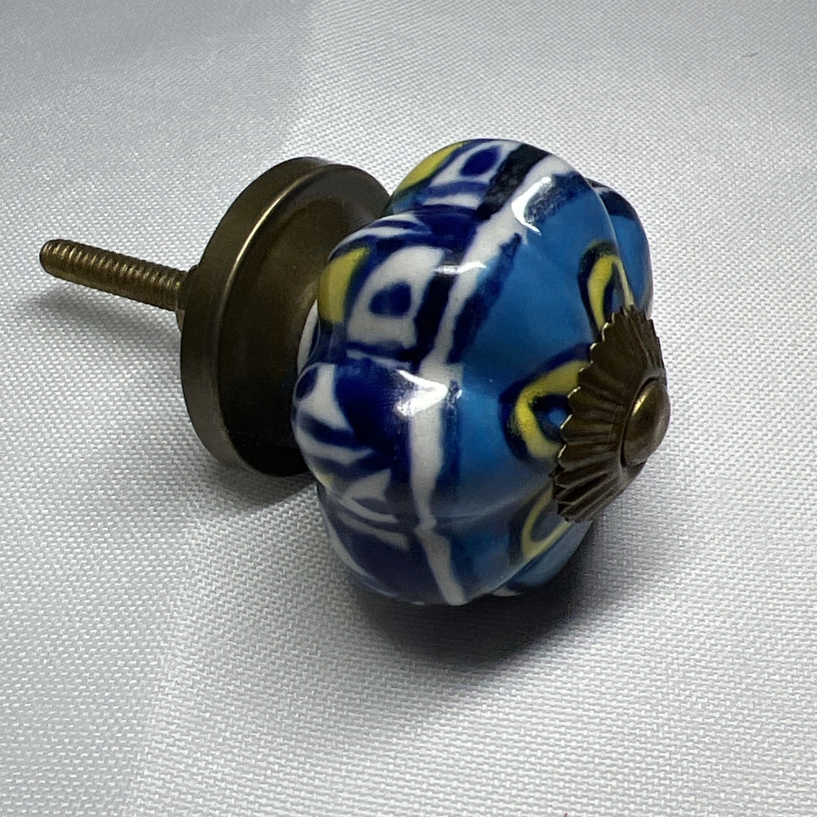 Antique Drawer Pulls 1.75” Blue Pattern Cabinet Kitchen Door Knob Handle