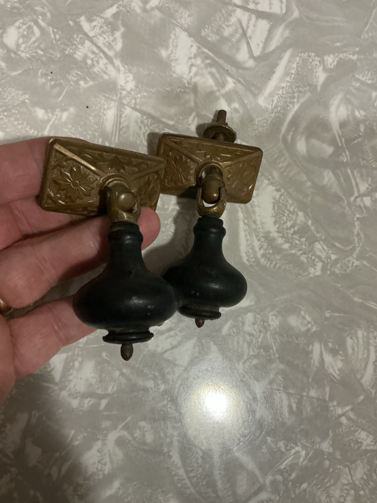 RARE ANTIQUE TEARDROP BLACK EBONIZED VICTORIAN PULL PRICED PER PULL BEAUTIFUL!
