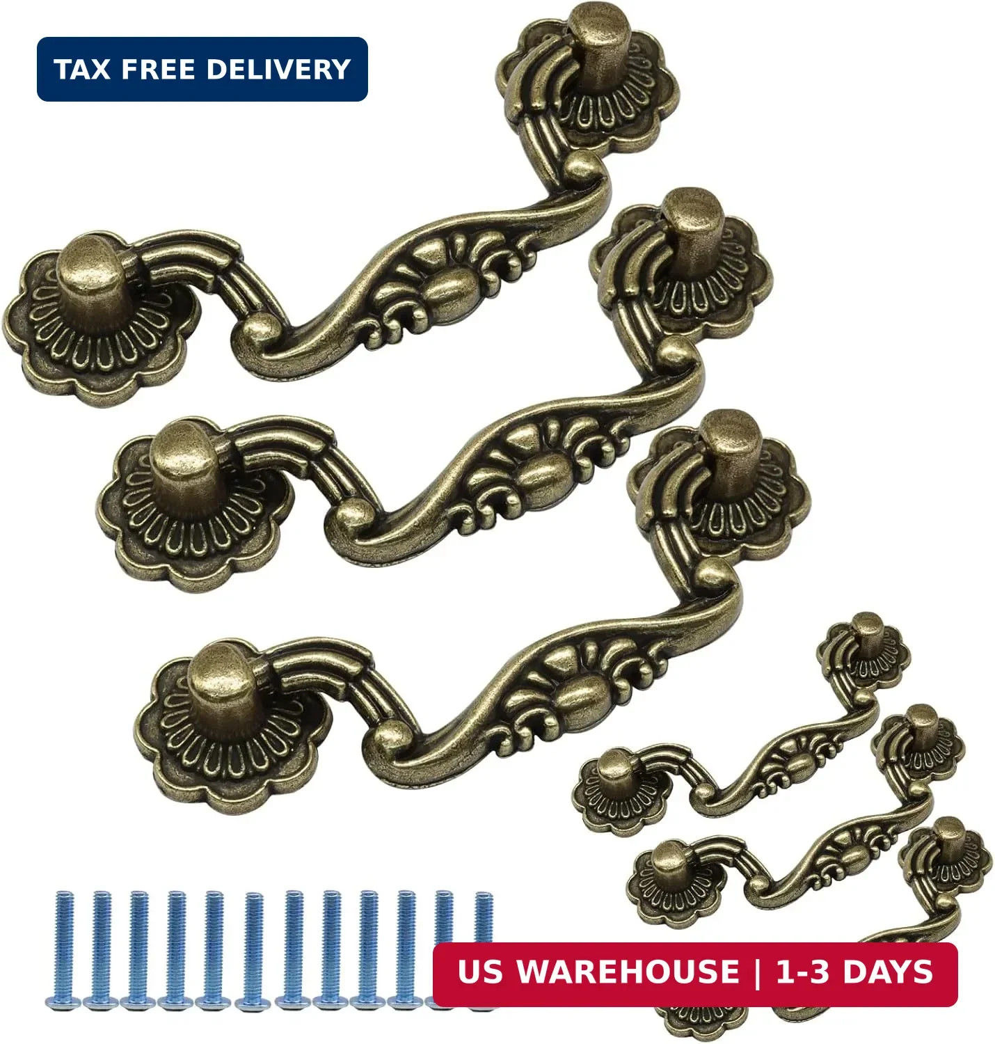 6PCS 3 Inch Vintage Drop Pulls,Antique Bronze Drawer Pull Handles Bail Handle(3″