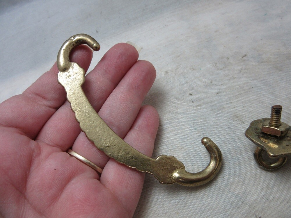 Vintage ornate brass drawer pull salvage