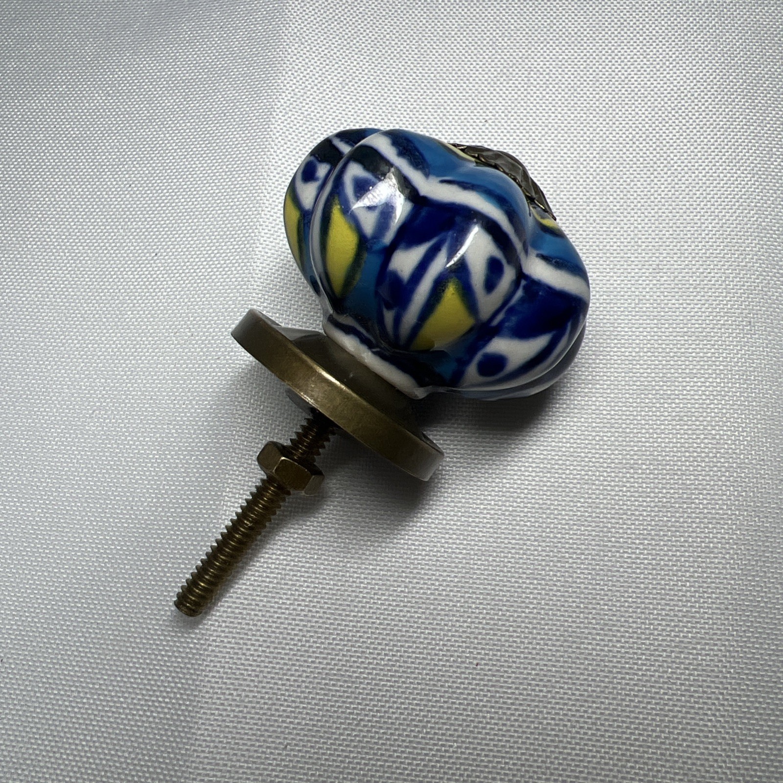Antique Drawer Pulls 1.75” Blue Pattern Cabinet Kitchen Door Knob Handle