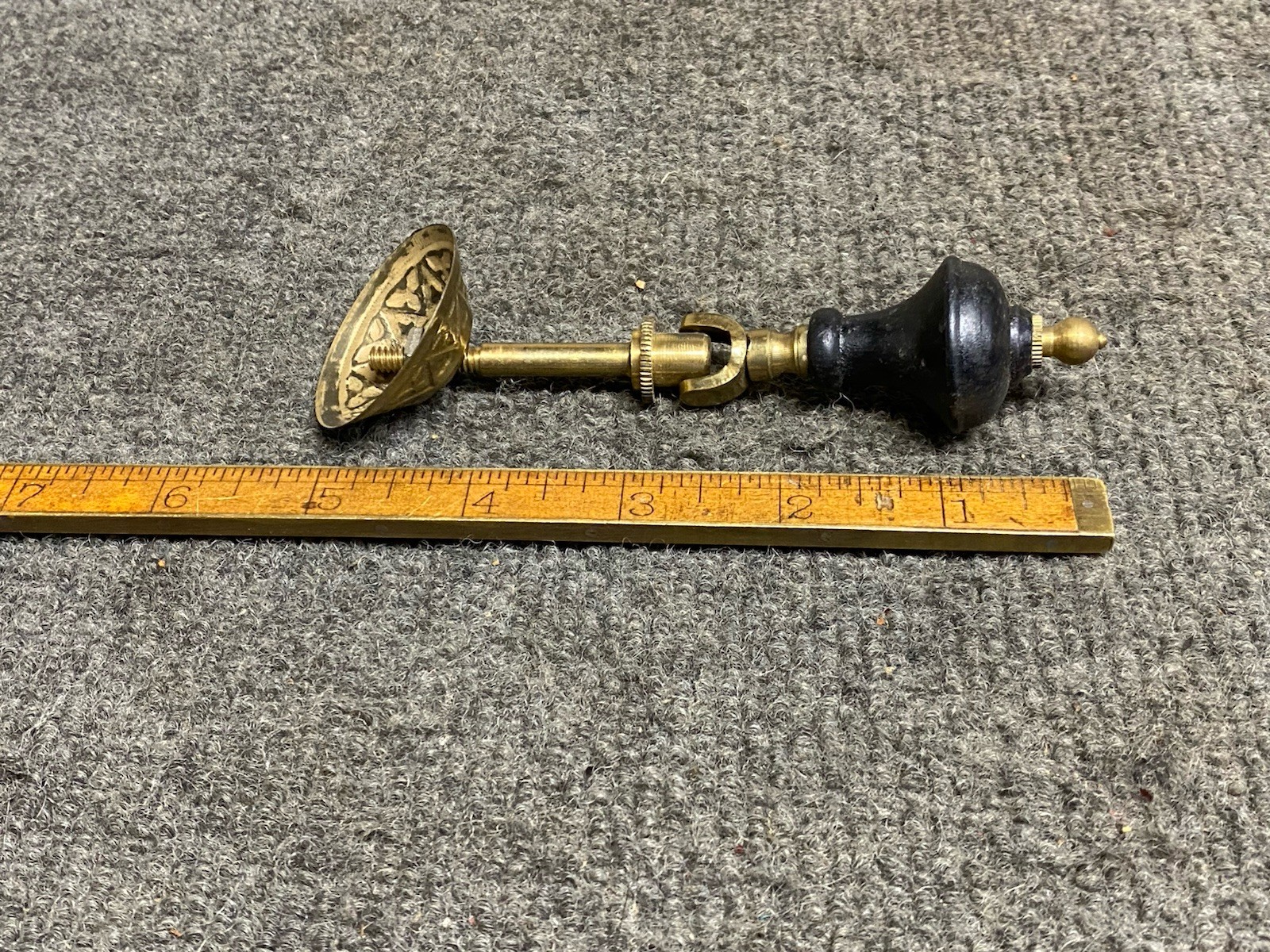 Victorian Eastlake Teardrop Drawer Pulls Drop Knob Brass and Black Ebony Wood