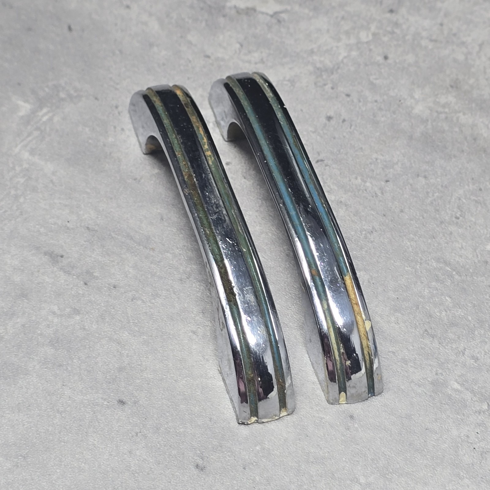 1920s Chrome Drawer Pulls Cabinet Art Deco Architectural Salvage 3″ Centers