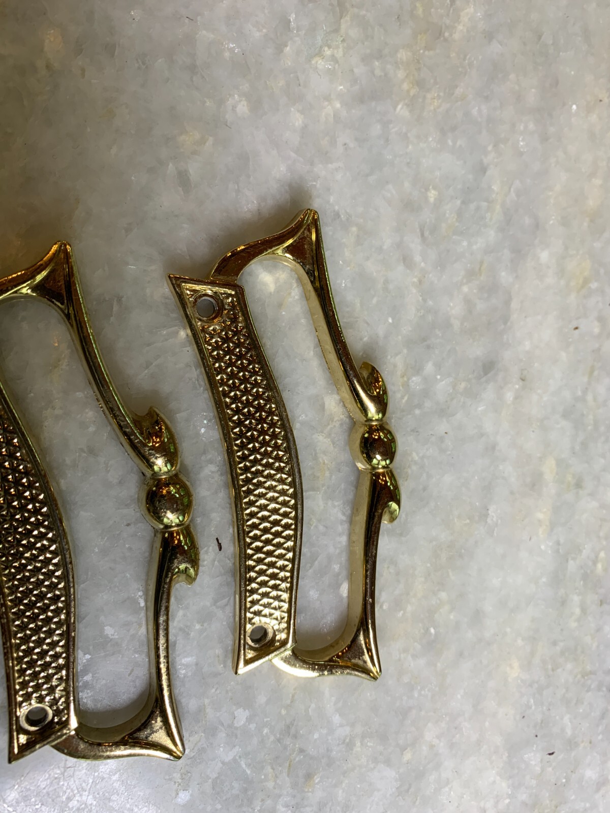 Antique Vintage Mid Century Modern MCM Steel Metal Handle Handles Gold Gilded