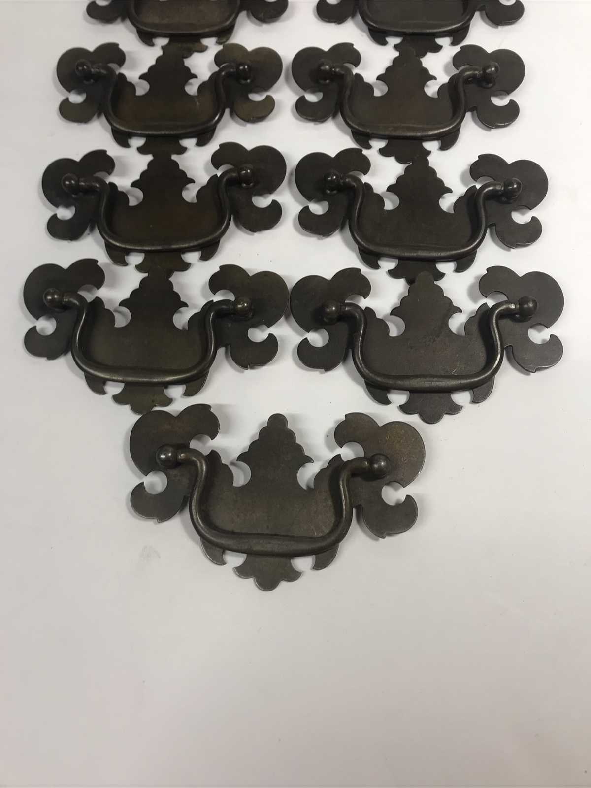 Vintage Drop Handle Drawer Pulls Chipenndale Batwing Brass Plated Steel 3” OC