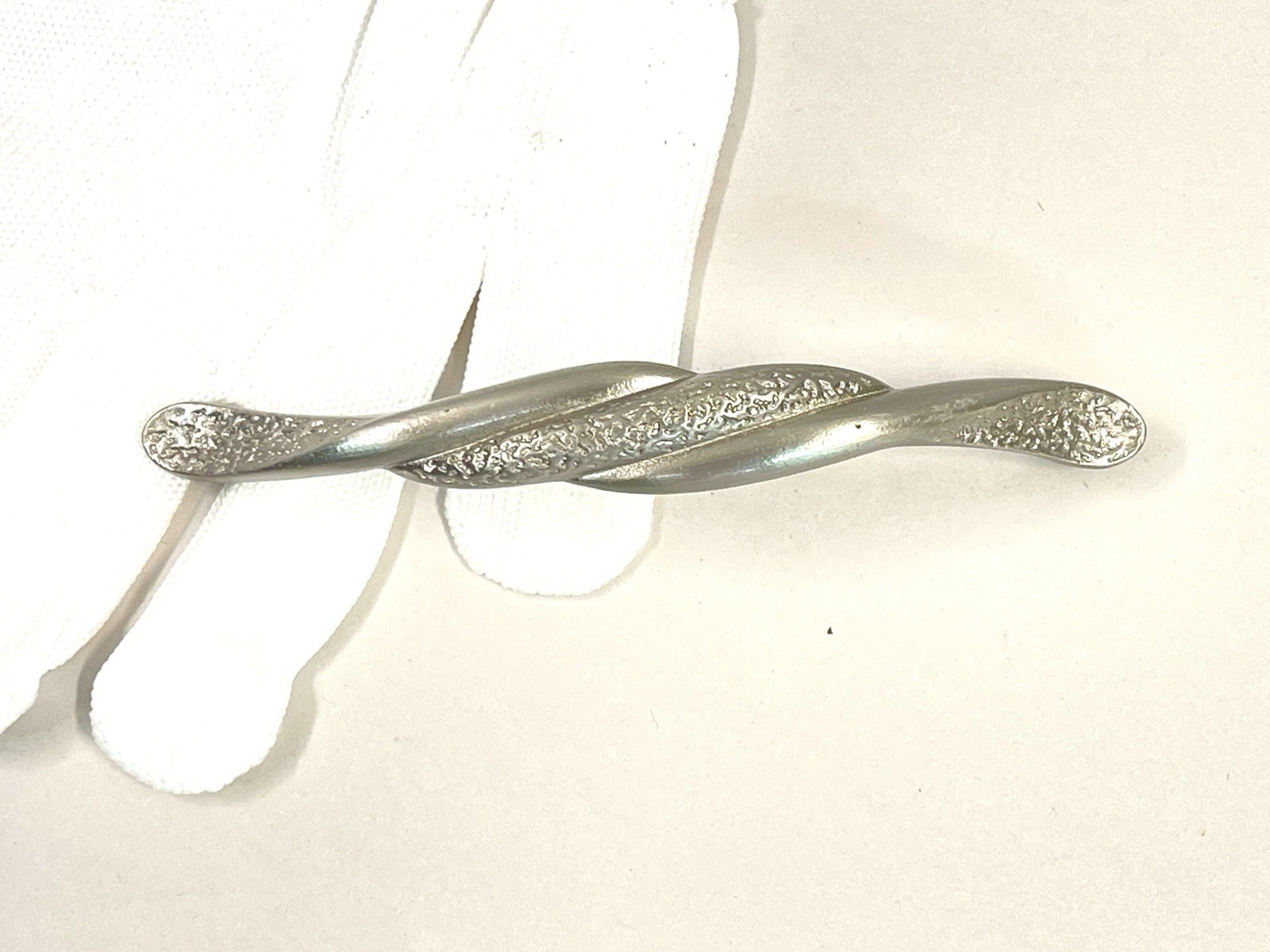 KBC Vintage Drawer Pull Fixed Handle Hammered Nickel Twist 5.15″ OCB lot#7414