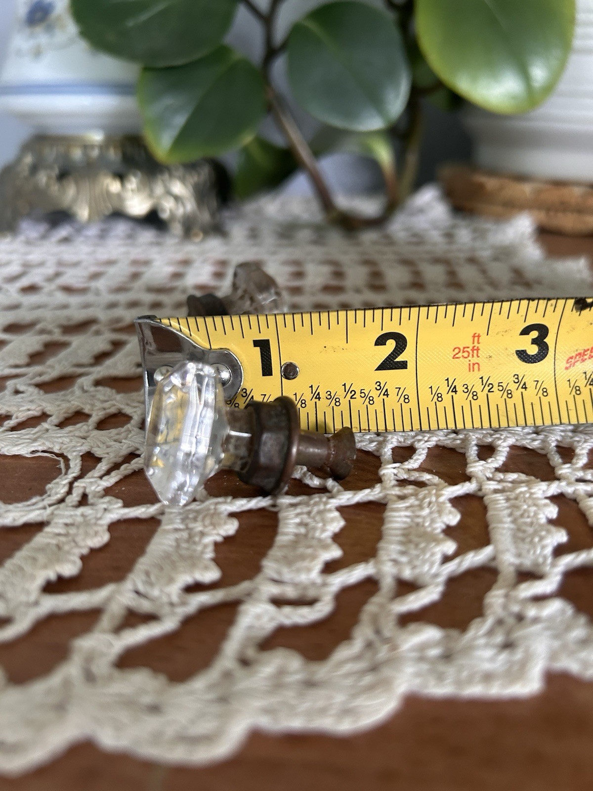 Vintage Clear Glass Drawer Knobs Set Of Two With Orginal Brass And Hardware