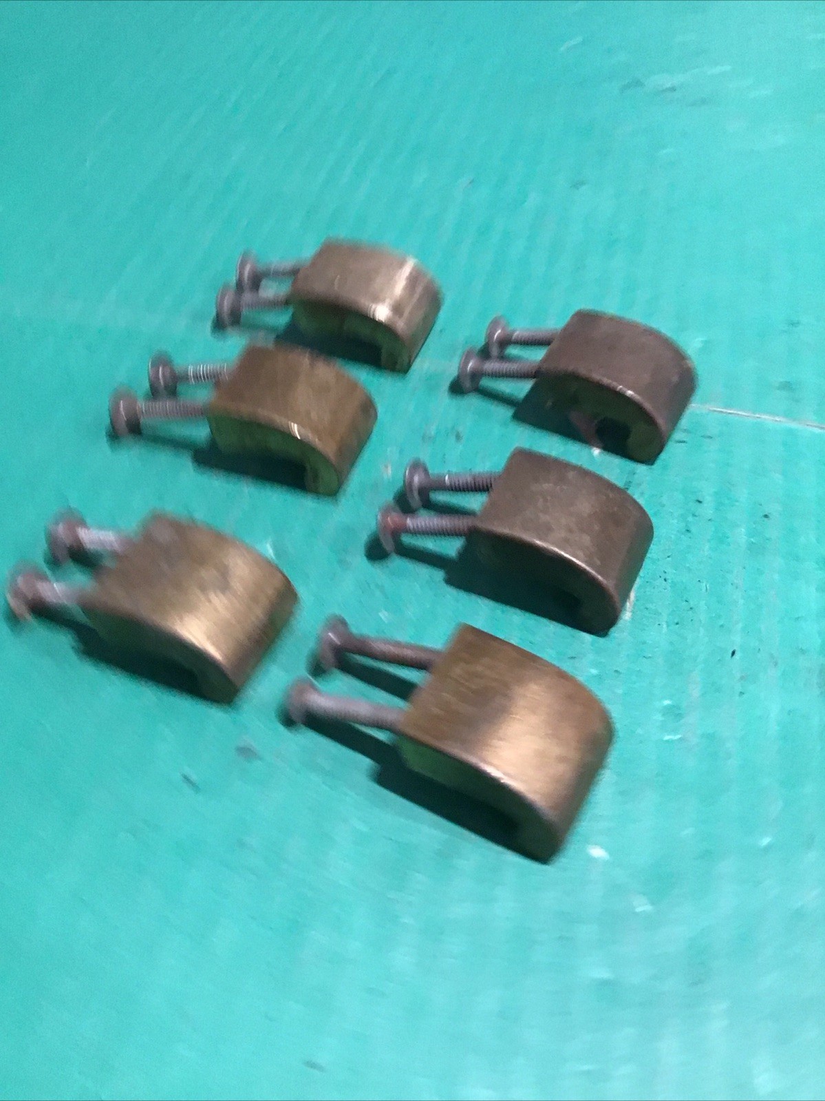 6 Pcs MCM Vintage Keeler Brass K-7888 Ring Finger Pulls Handles Cabinet Drawer