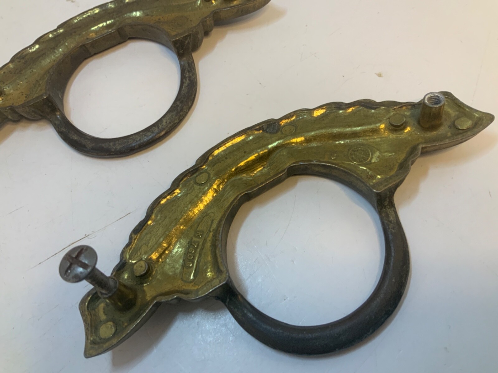 Vtg KBC Keller Brass Art Deco Metal Drawer Pulls Lot of 4