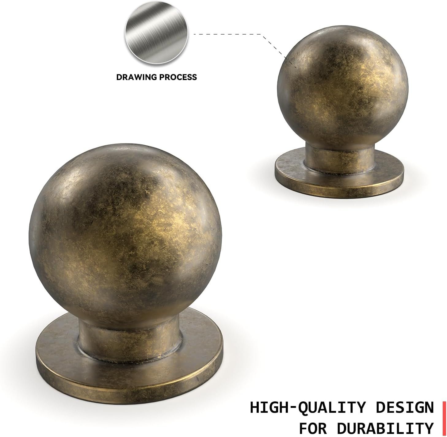 Vintage Brass Cabinet Knobs, round Drawer Knobs, 1 Inch Diamater, 30 Pack Ball D