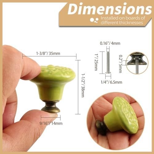 Sage Green Ceramic Knobs 10 Pack Flower Drawer Pulls Vintage Cabinet Knobs – Ant