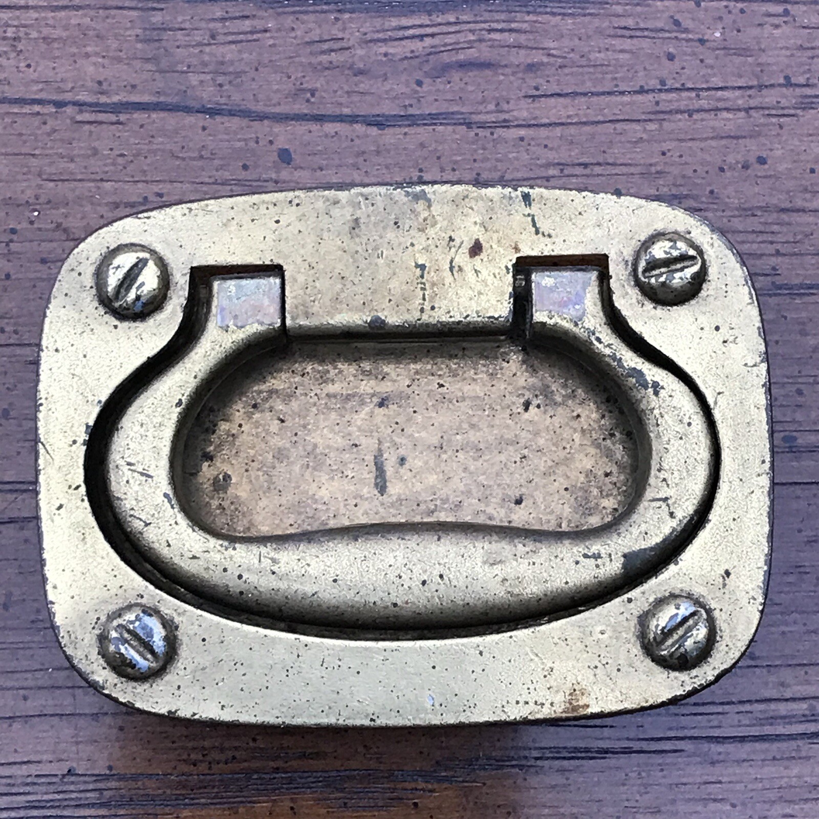 Drexel Oxford Square Drawer Pull Brass Bail Vintage Handle For Campaign Dresser