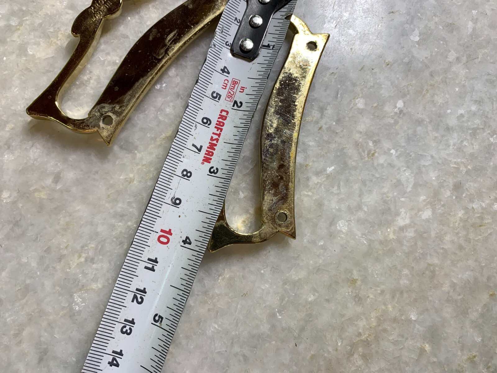Antique Vintage Mid Century Modern MCM Steel Metal Handle Handles Gold Gilded