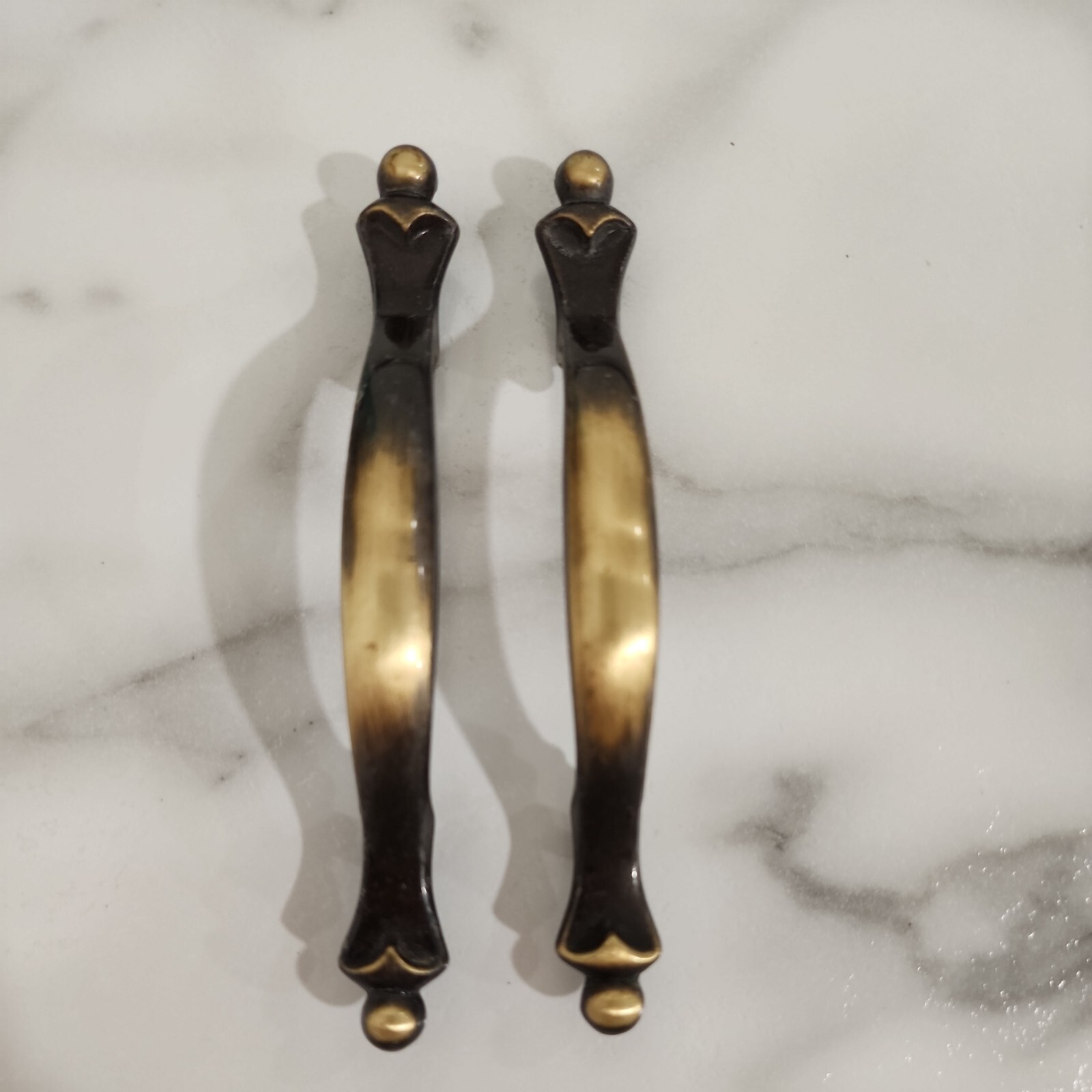 Set of 2 Antique English Amerock 859 Vintage Drawer Pull Handle Brass 3″ Center